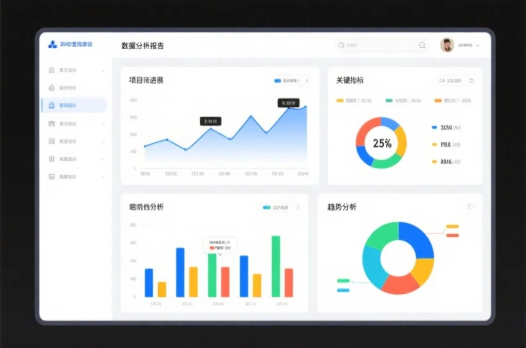 一个展示项目进展和关键指标的数据分析报告界面